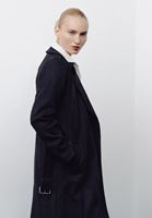 Women Black Suede Maxi Trenchcoat with Belt