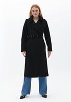 Women Black Suede Maxi Trenchcoat with Belt