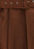 Women Brown Suede Maxi Trenchcoat with Belt