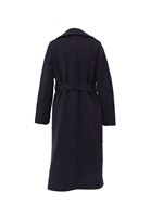 Women Blue Suede Maxi Trenchcoat with Belt