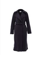 Women Blue Suede Maxi Trenchcoat with Belt