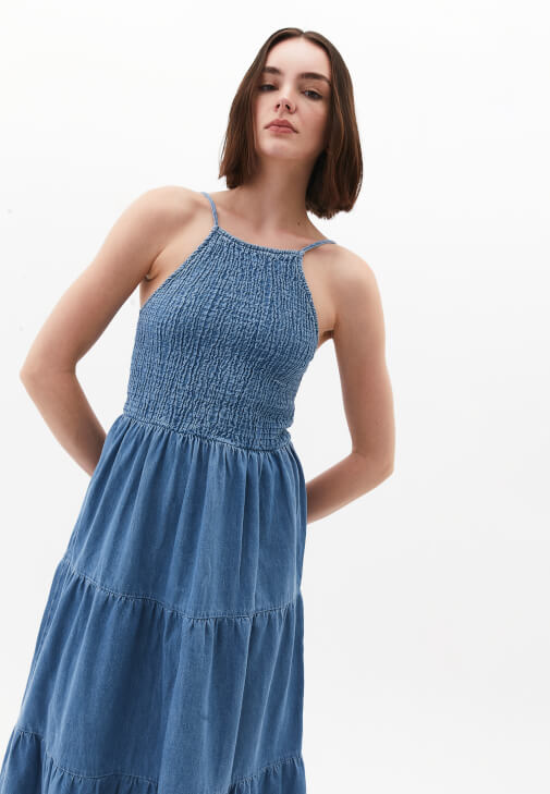Gipeli Denim Elbise ve Sandalet Kombini