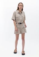 Women Beige High Rise Shorts with Belt Detail