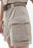 Women Beige High Rise Shorts with Belt Detail