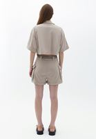 Women Beige High Rise Shorts with Belt Detail