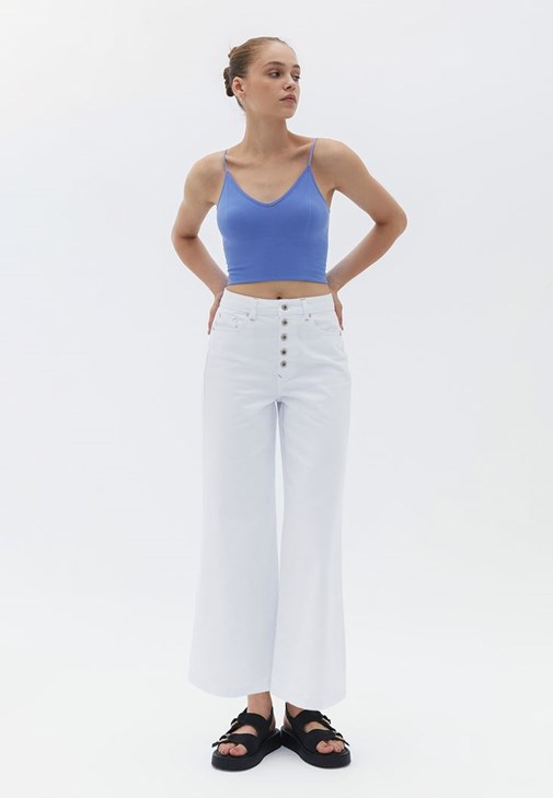 Culotte Pantolon ve Crop Bluz Kombini