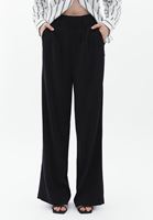 Women Black Ultra High Rise Wide Leg Pants