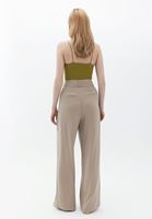 Women Beige Ultra High Rise Wide Leg Pants