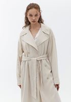 Women Beige Trenchcoat with Belt