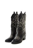 Women Black Embroidered Cowboy Boots