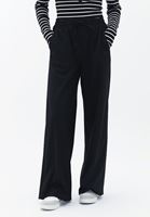 Women Black High Rise Wide Leg Pants