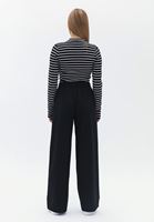 Women Black High Rise Wide Leg Pants