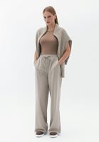 Women Beige High Rise Wide Leg Pants