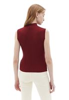 Women Bordeaux High Neck Sleeveles Singlet