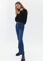 Women Black Knitwear Sweater with Zipper