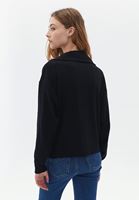 Women Black Knitwear Sweater with Zipper