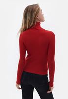 Women Red Turtleneck Knitwear Sweater