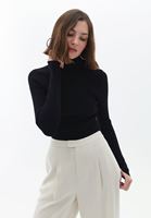 Women Black Turtleneck Knitwear Sweater