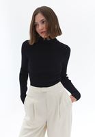 Women Black Turtleneck Knitwear Sweater