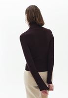 Women Brown Turtleneck Knitwear Sweater