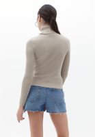 Women Beige Turtleneck Knitwear Sweater