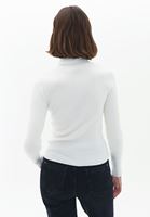 Women Cream Turtleneck Knitwear Sweater