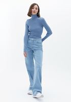 Women Blue Turtleneck Knitwear Sweater