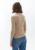 Women Beige Turtleneck Knitwear Sweater