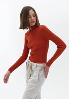 Women Red Turtleneck Knitwear Sweater