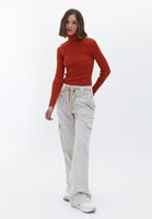 Women Red Turtleneck Knitwear Sweater