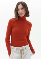 Women Red Turtleneck Knitwear Sweater