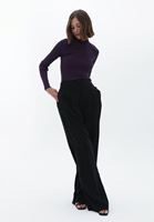 Women Purple Turtleneck Knitwear Sweater