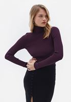 Women Purple Turtleneck Knitwear Sweater