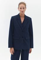 Women Navy Striped Oversize Blazer