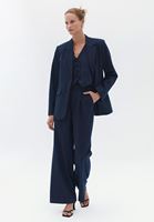 Women Navy Striped Oversize Blazer