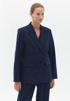 Women Navy Striped Oversize Blazer