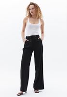 Women Black Mid Rise Wide Leg Pants