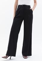 Women Black Mid Rise Wide Leg Pants