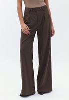 Women Brown Mid Rise Wide Leg Pants