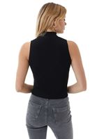 Women Black High Collar Knitwear Singlet