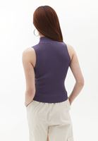 Women Purple High Collar Knitwear Singlet