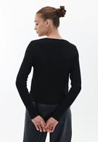 Women Black V-Neck Knitwear Sweater