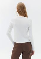 Women Cream V-Neck Knitwear Sweater