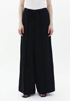 Women Black Wide Leg Pants with Slit Detail