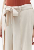 Women Beige Wide Leg Pants with Slit Detail