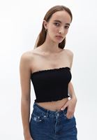 Women Black Gipped Cropped Singlet