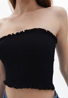 Women Black Gipped Cropped Singlet