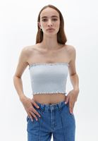 Women Cream Gipped Cropped Singlet