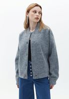 Women Grey Bomber Jacket with Button