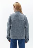 Women Grey Bomber Jacket with Button